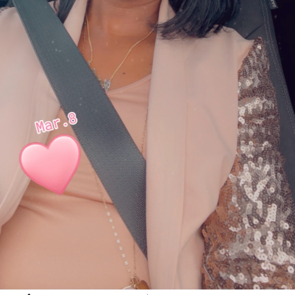 Sequin Sleeve Blazer in Peach
